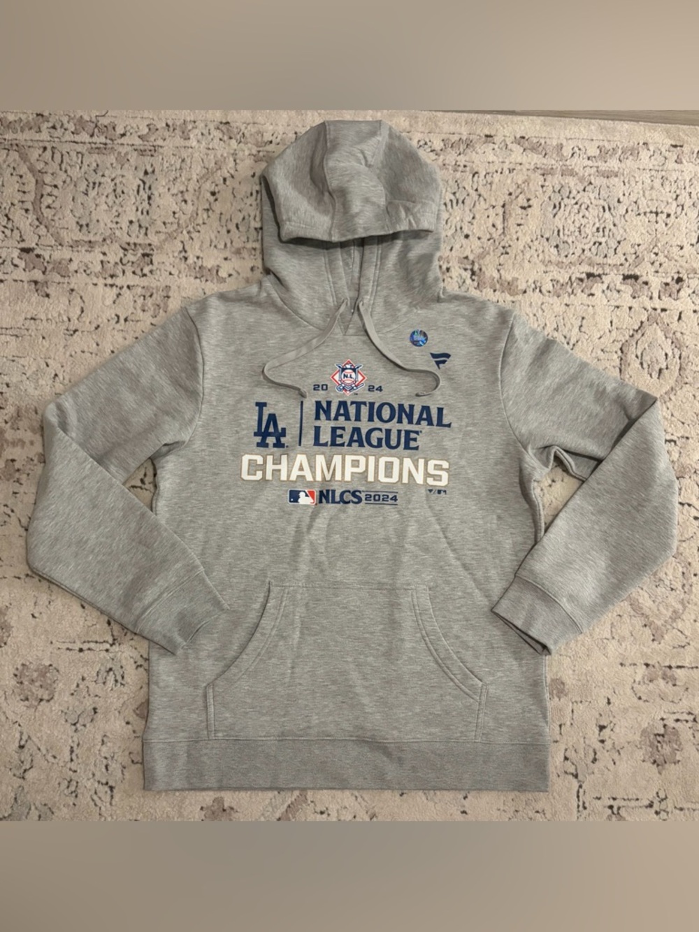 Fanatics LA Los Angeles Dodgers 2024 Champions Gray Baseball Hoodie Men’s Sz: L - Picture 1 of 4